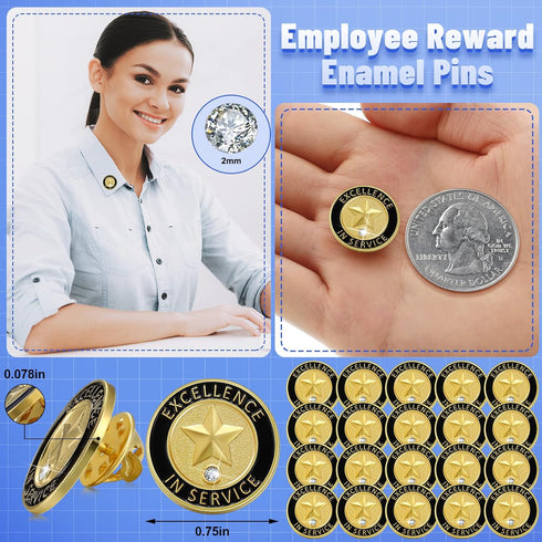 24 Pcs Employee of The Month Lapel Pin 3/4 Inch Employee Enamel Pins Excellence in Service Employee Appreciation Pins for Award Employees Staff Te...
