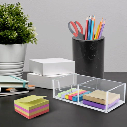 Sticky Note Holder 2in1 Clear Acrylic Memo Holder for Desk Organization Office Home Post Pop Note Dispenser for 3x3 Note Pad Holder 1 PCS(SNH02)...