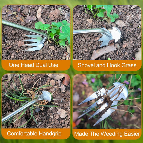 Weeding Artifact Uprooting Weeding Tool, Upgraded Garden Weeding Tools Packaged in Carton, Stainless Steel/Manganese Steel Forged Weed Puller 4 Te...