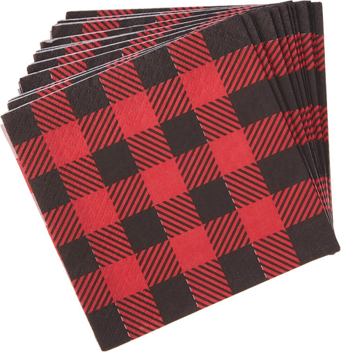 Unique Plaid Lumberjack Beverage Napkins - 5' x 5', 16 Pcs...