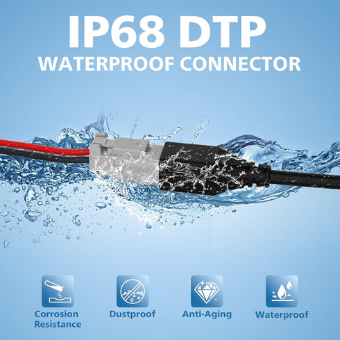 4WDKING 2 Pin DT DTP Female Wiring Harness, IP68 Waterproof, 16 AWG Automotive Electrical Connector for LED Light Bar Work Light Replacement...