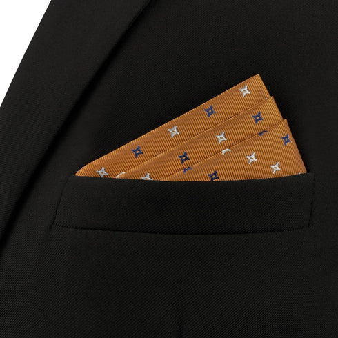 S&W SHLAX&WING Pocket Squares for Men Orange with Blue White Dots Color Edge for Suit...