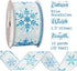 MEEDEE Blue Snowflake Ribbon White Ribbon with Blue Glitter Snowflake Ribbon 2.5 Inch Christmas Wired Ribbon for Winter Holiday Decor, Christmas T...