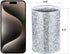 Crushed Diamond Glass Kitchen Utensil Holder Round for Countertop Flatware Utensil Organizer Home Decor Sparkly Gift (Silver)...