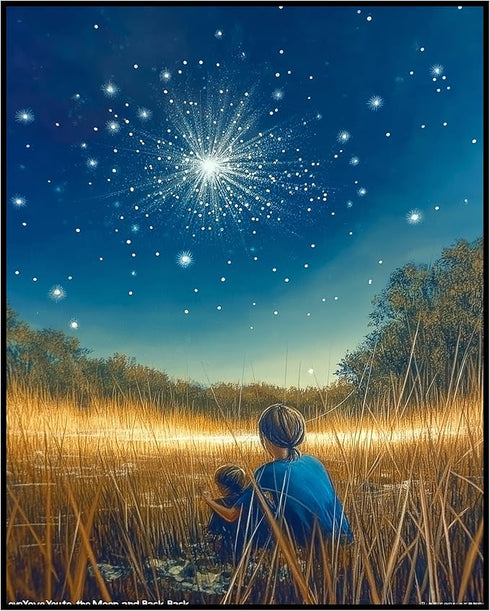 Posterizer 1 pcs-under the stars and moonlight cute poster -1-Astronomy & Celestial Art-Kids Room Art-Living Room Bedroom Decor- unframed wall art...