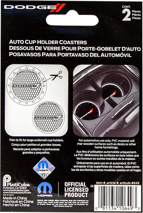 Plasticolor 000649R01 Dodge Logo Auto Car Truck SUV Cup Holder Coaster 2-Pack...