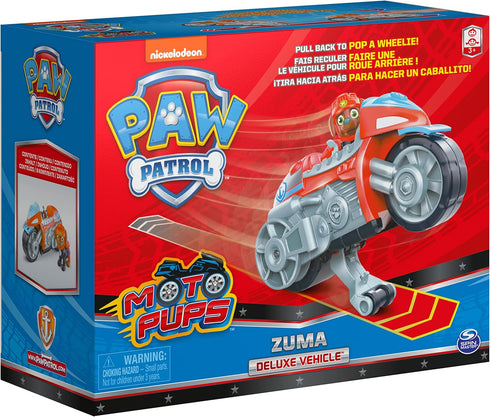 Paw Patrol, Moto Pups Zuma’s Deluxe Pull Back Motorcycle Vehicle with Wheelie Feature and Toy Figure...