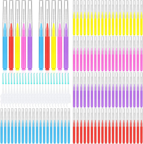 300 Pcs Interdental Brushes for Braces, 6 Size Soft and Bendable Braces Brush for Cleaning, Toothpick Dental Tooth Flossing Head Oral Dental Hygie...