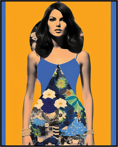 Posterizer 1 pcs-vintage woman with flower dress collage-Retro Art-Abstract & Modern Art-Gift for Art Lovers- UNFRAMED Wall Art...