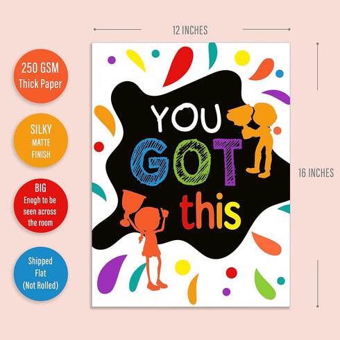 easykart labels Motivational Poster for Classroom - Set of 6 Growth Mindset Art Wall Posters, Inspirational Posters for Middle and High School Off...