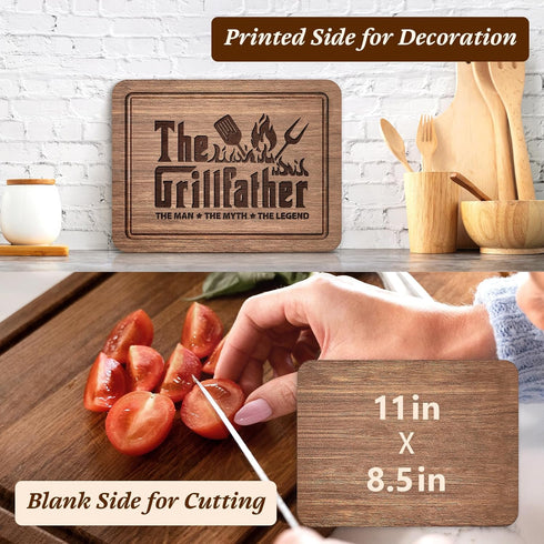 The Grillfather Walnut Cutting Board, Gifts for Dad Ideas, Cool Kitchen Gifts for BBQ, Grill Masters, Birthday Fathers Day Christmas Gifts for Men...