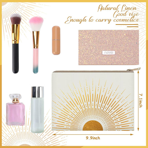 10 Pcs Sunshine Ray Makeup Bag Boho Cosmetic Bag Makeup Pouch Zipper Make up Bag for Your Purse Small Cosmetic Pouch Travel Accessory Pouch Cute Z...