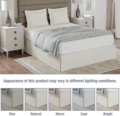 Lux Hotel Tailored Bed Skirt Classic 14" Drop Length Pleated Styling, Full, Ivory...