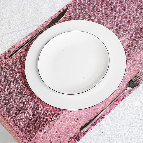JYFLZQ Rose Pink Sequin Table Runner 12" x 72" Sparkly Pink Metallic Table Runner Glitter Sequin Runner for Table Birthday Party Event Decorations...
