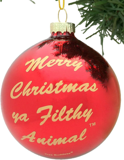 Tree Buddees Merry Christmas Ya Filthy Animal Glass Christmas Ornament...