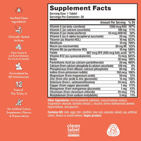 HUM Base Control -Iron Free,Daily Women's Minerals with B Complex, Vitamin C, 22 Micro-Nutrients to Support Postmenopausal Women - Non-GMO, Soy-Fr...