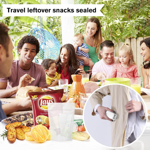 Mini Chip Bag Sealer, Handheld Heat Vacuum Sealer and Cutter, Portable Chip Bag Resealer Machine for Snack Plastic Fresh Bags Cookies - White - 2x...