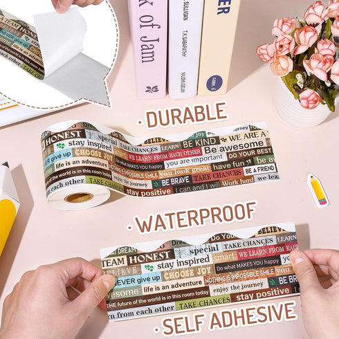 Whaline 65.6Ft Inspirational Bulletin Board Border Growth Mindset Scalloped Decorative Border Trim Motivational Craft Border Decor for Back to Sch...