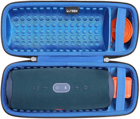 LTGEM Case for JBL Charge 4/JBL Charge 5 Speaker Carrying Case Hard Storage Travel Protective Bag Fits Charger and USB Cable (Lycra Blue)......