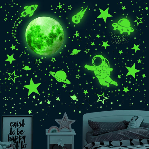 Glowing Stars for Ceiling, 982PCS Glow in The Dark Stars,Space Wall Decals Solar System Galaxy Planets Wall Stickers for Kids, Wall Decor for Gilr...