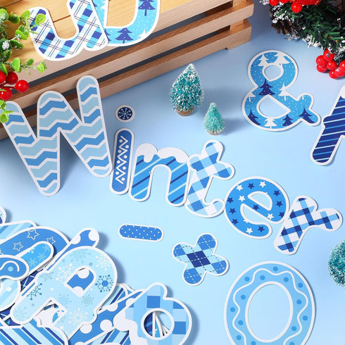 231 Pcs Christmas Bulletin Board Decoration Winter Letters Cutouts Combo Set Bulletin Board Alphabet Letters and Number Accents for Xmas Winter Ho...