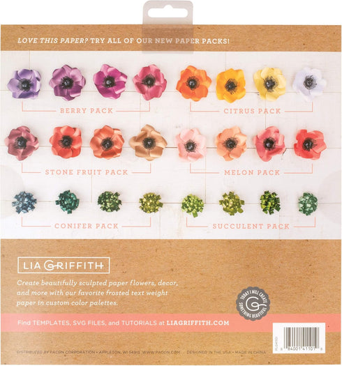 Lia Griffith Frosted Craft Paper, 12" x 12", Melon Pack 20 Sheets...