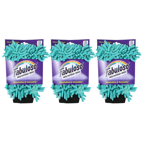 Fabuloso Microfiber Cleaning Mitt, 3 Pack, Teal | Lint-Free, Scratch-Free Cleaning Glove for Surfaces and Furniture | Microfiber Dustless Hand Clo...