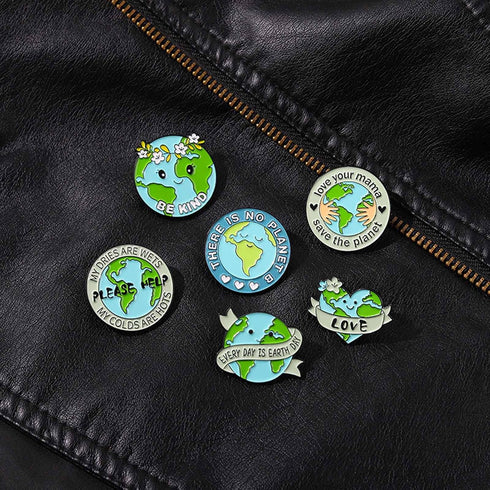 Earth Brooch Fashion Cartoon Enamel Brooch Pins Set for Unisex Child Women's Clothing Decorate (Love and Protect the Earth)...