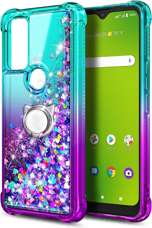 NZND Case for AT&T Radiant Max 5G, Cricket Dream 5G/AT&T Fusion 5G/Innovate 5G with Tempered Glass Screen Protector, Ring Holder/Wrist Strap, Spar...