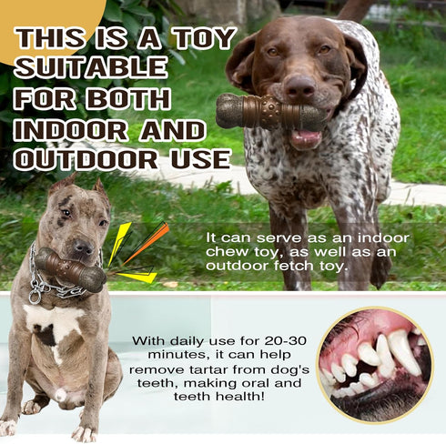 Dog Chew Toys for Aggressive Chewers, Indestructible Tough Squeaky Interactive Dog Toy, Dog Grinding Teeth Mentally Stimulating Chew Toy for Mediu...