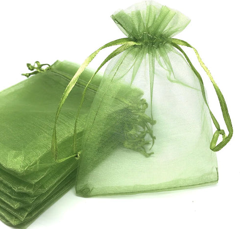 ANSLEY SHOP 100pcs 4x5 Inches Drawstrings Organza Gift Candy Bags Wedding Favors Bags (Grass Green)...