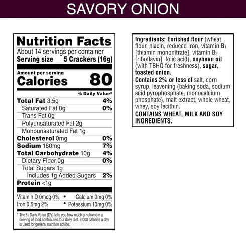 Toasteds Crackers, Party Snacks, Lunch Snacks, Savory Onion, 8oz Box (1 Box)...