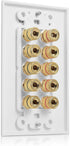 Cable Matters Speaker Wire Wall Plate (Speaker Wall Plate, Banana Plug Wall Plate) for 5 Speakers in White...