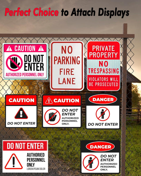Chain Link Fence Sign Mount, Heavy-Duty Fence Sign Fastener Bracket, Black 4 Packs...