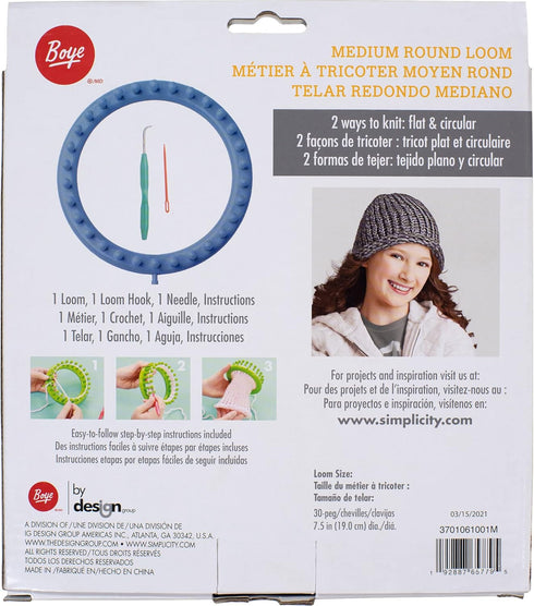 Boye Plastic Round Loom Knitting Set, 30 pegs and 7.5" Diameter, Multicolor 4 Piece......