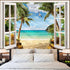 Leeisysme Beach Landscape Tapestry, Tropic Ocean Sea Island Palm Tree Seaside Tapestries for Living Room Summer Window Wall Hanging 36×48 Inch...