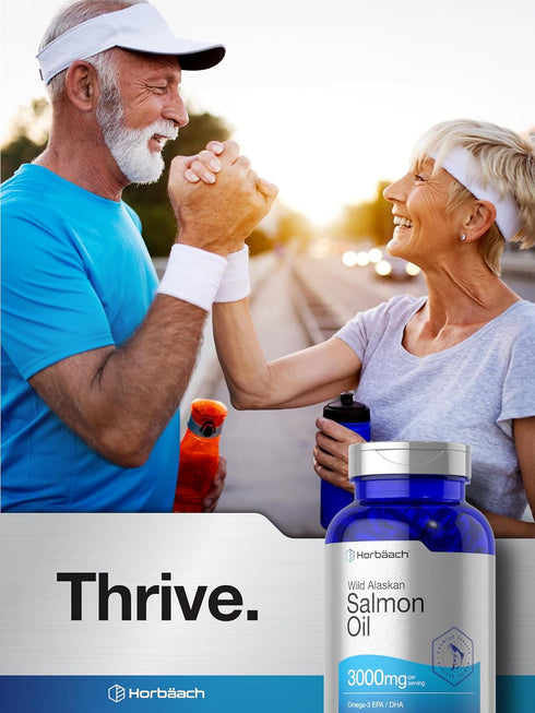 Horbaeach Wild Alaskan Salmon Fish Oil | 180 Softgel Capsules | Gluten Free, Non-GMO | High Potency | Excellent Source of Omega-3 Fatty Acids EPA ...