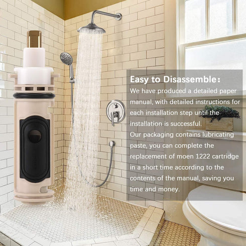 1222 Cartridge Compatible with Moen Tub Shower Single Handle Posi-Temp Faucet, Aftermarket Replacement kit (with lubricating grease)...