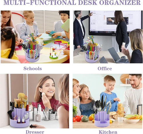 360°Degree Rotating Desk Organizer, 10 Slots Pencil Pen Holder for Desktop, Cute Rotating Desk Pen Organizer Storage Caddy for Office, School, Hom...