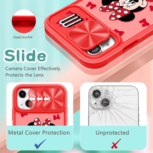 Joyleop (2in1 for iPhone 14 Case Cartoon Cute for Girls Women Teen Kids Girly Phone Covers Fun Unique Kawaii Pattern Design with Slide Camera Cove...