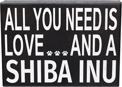 JennyGems Shiba Inu Gifts, All You Need Is Love and a Shiba Inu Wooden Sign, Shelf Decor and Wall Hanging, Made in USA...