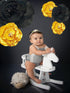 3D Paper Flowers Gold Black Graduation Craft Paper Flowers,6PCS Paper Pom Pom Backdrop Photo Booth for Baby Shower Decor Centerpiece Wedding Birth...