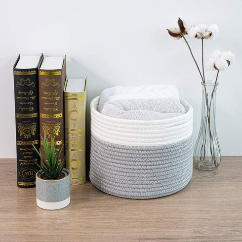 INDRESSME Small Storage Basket - Cute Cotton Rope Basket - Closet Storage Bins - Cute Basket for Remote - Storage Organizer for Toy Storage Bin- 9...