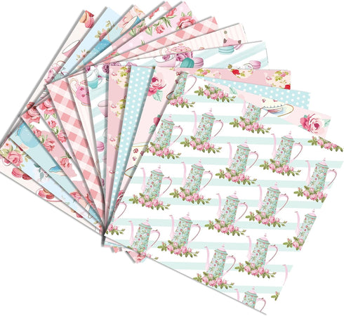 VIVIQUEN 24 Sheets Girl's Pink Tea Forum Double-Sided Scrapbook Paper 30x30cm Flower Craft Paper Folded Flat for DIY Decorative Background Card Ma...