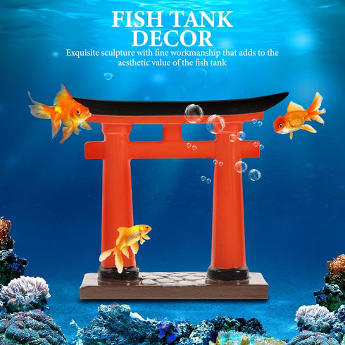 Toddmomy Japanese Torii Gate Statue, 2Pcs Japanese Mini Tori Gate Miniature Aquarium Torii Ornament Fish Tank Bonsai Landscape Decoration Zen Gard...