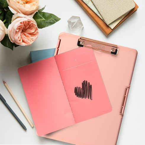 Dexas Slimcase 2 Storage Clipboard with Side Opening, Blush Pink with Rose Gold Clip, Office Supplies Clipboards to Carry and Store, A4 Holder, Co...