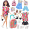 UNICORN ELEMENT 16 Pcs Doll Clothes and Accessories for 11.5 Inch Girl Dolls, Fashion Travel Suitcase Set Including Blue Jean Skirts, Bags, Food M...