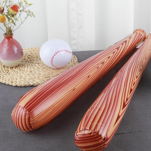 3 Pcs Baseball Beach Ball Baseball Bat Inflates, Including Beach Ball Baseball and 2 Pcs 30 Inch Inflatable Baseball Bat, Baseball Party Favors fo...