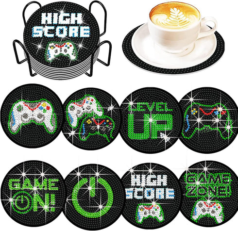 Uniqcasa Diamond Painting Coasters Kits 8 pcs Diamond Art Coasters with Holder,DIY Diamond Coasters Art Crafts Supplies Gift for Adults,Beginners ...