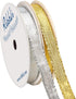 Ribbli 2 Rolls Metallic Glitter Ribbon,Gold Ribbon Silver Ribbon, 3/8 Inch Total 20 Yards, Use for Christmas Gift Wrapping, Christmas Craft and De...
